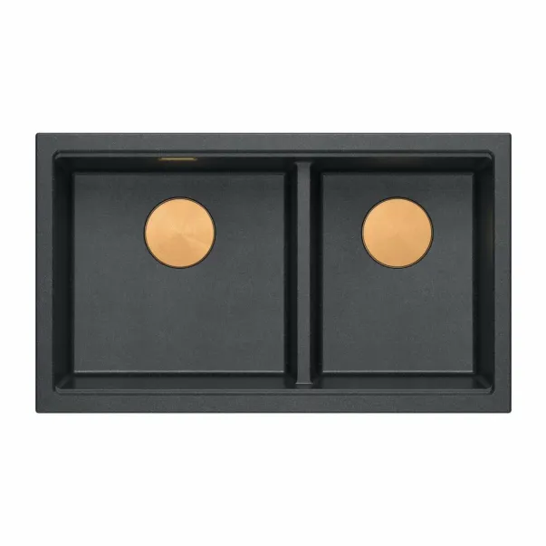 Quadron Logan 120 вградена композитна мивка черен диамант - мед 76x45 см picture - 2