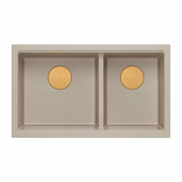 Quadron Logan 120 вградена композитна мивка, мека, бежова, 76x45 см picture - 2
