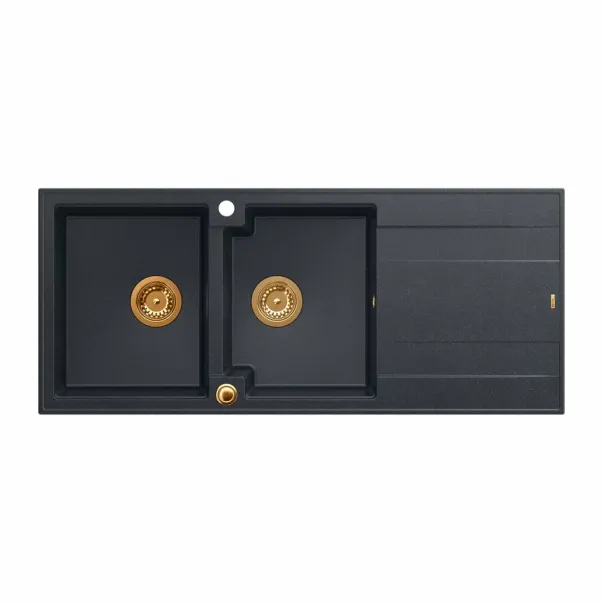 Quadron Unique Evan 121 вградена композитна мивка черен диамант - мед 116x50 см picture - 2