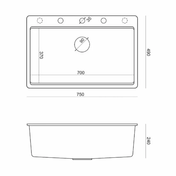 Quadron Unique Marc 110 вградена работна станция бежово-медна 1 купа 75x49 см picture - 7