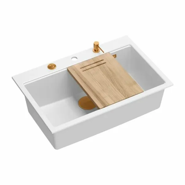 Quadron Unique Marc 110 вградена работна станция бяла - медна 1 купа 75x49 см picture - 2