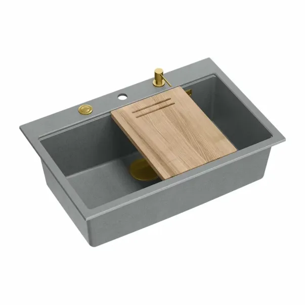 Quadron Unique Marc 110 вградена работна станция сиво-златна 1 купа 75x49 см picture - 3