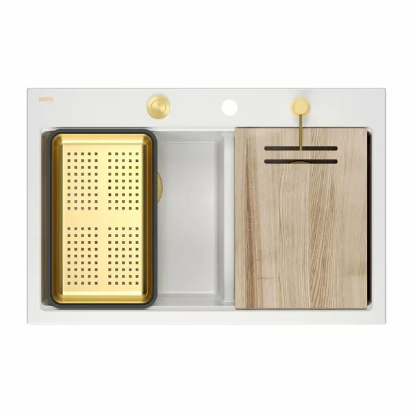 Quadron Unique Marc 120 вградена работна станция бяло - златисто 76x50 см picture - 2