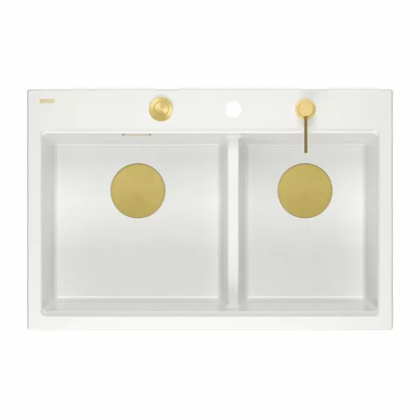 Quadron Unique Marc 120 вградена работна станция бяло - златисто 76x50 см picture - 4