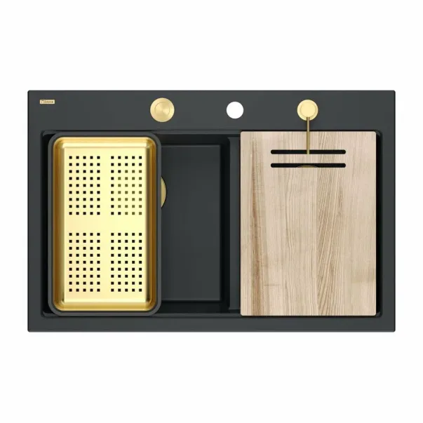 Quadron Unique Marc 120 вградена работна станция черно-златна 76x50 см picture - 2
