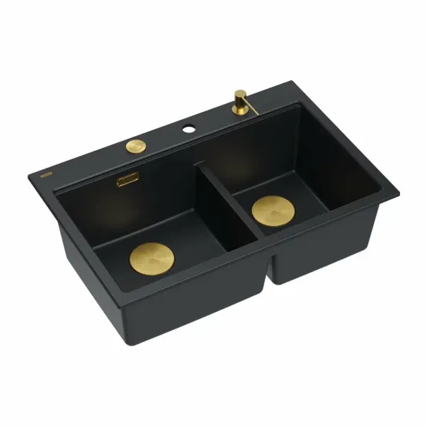 Quadron Unique Marc 120 вградена работна станция черно-златна 76x50 см picture - 3