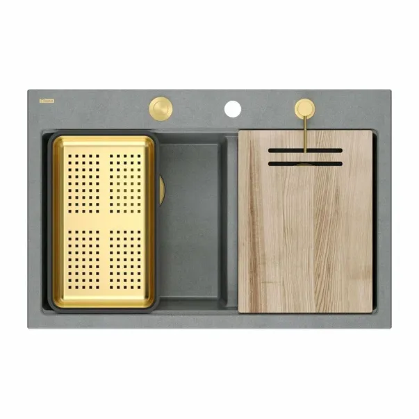 Quadron Unique Marc 120 вградена работна станция сиво-златна 76x50 см picture - 2