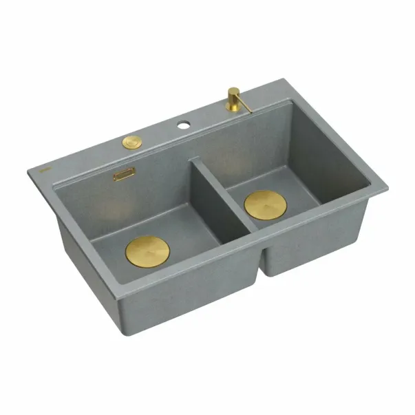 Quadron Unique Marc 120 вградена работна станция сиво-златна 76x50 см picture - 3