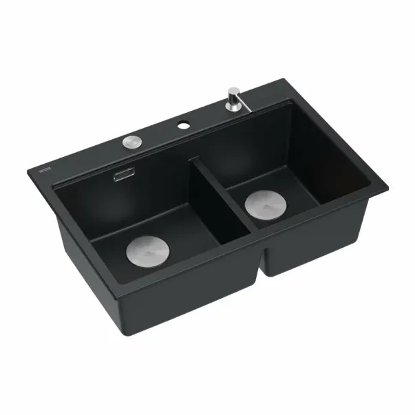 Quadron Unique Marc 120 вградена работна станция, въглеродно черно - неръждаема стомана, 2 легена 76x50 см picture - 5