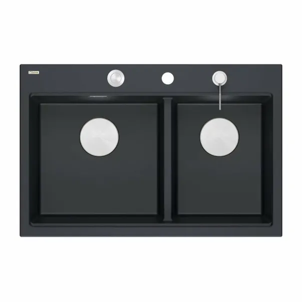 Quadron Unique Marc 120 вградена работна станция, въглеродно черно - неръждаема стомана, 2 легена 76x50 см picture - 6