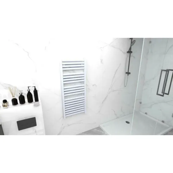 Радиатор за кърпи за баня Rune Lykke 1200x500 мм, лъскаво бял picture - 3