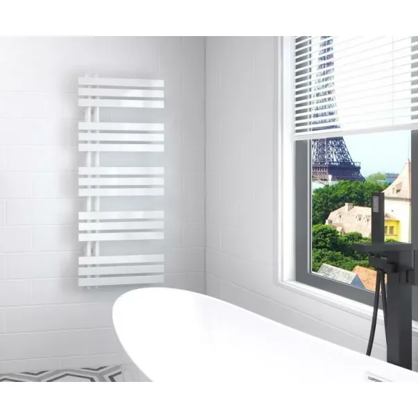 Радиатор за кърпи за баня Rune Lysa Slim 1200x500 мм бял picture - 2