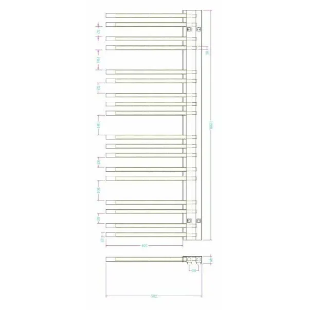 Радиатор за кърпи за баня Rune Nemi 1200x502 мм матово черен picture - 3