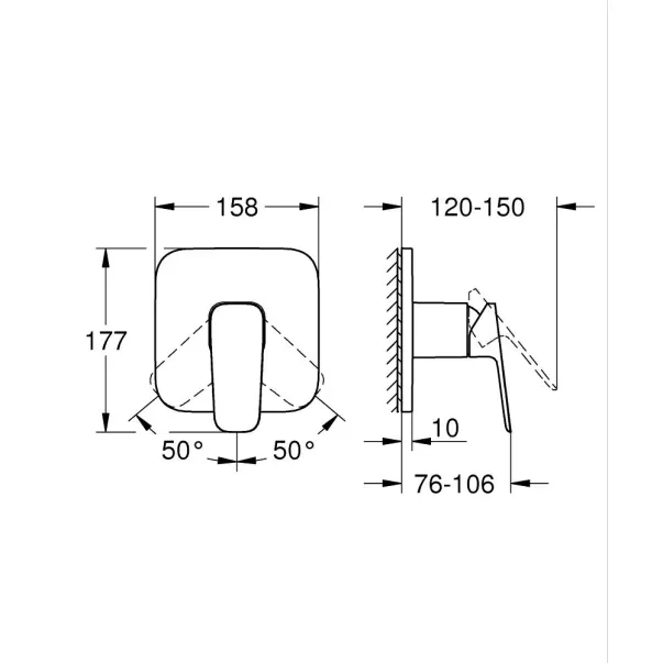 Смесител за душ Grohe Cubeo, лъскав хром, без тяло за вграждане picture - 5