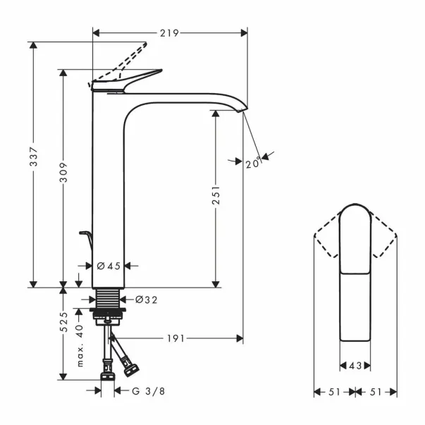 Смесител за умивалник Hansgrohe Vivenis 250 с изскачащ вентил, матово бял picture - 4