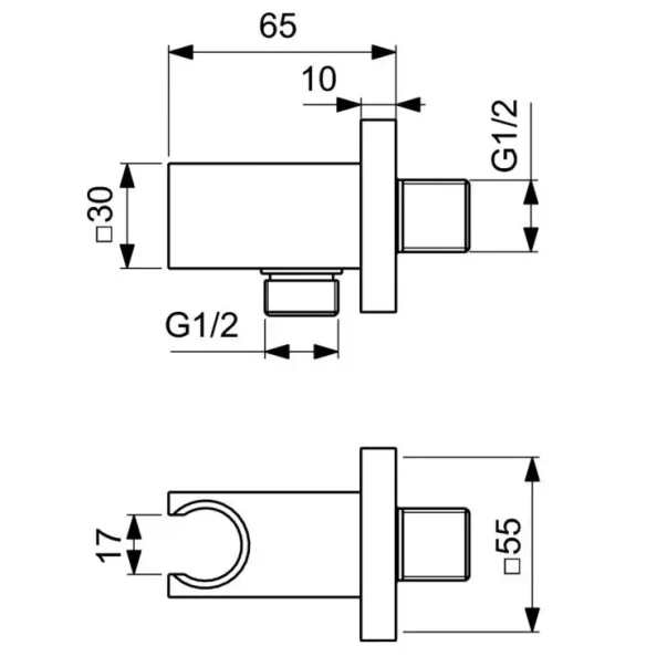 Свързващо коляно с държач за душ Ideal Standard гланциран хром picture - 2