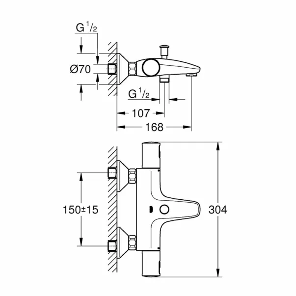 Термостатичен смесител за вана/душ Grohe Precision Start, гланциран хром picture - 3