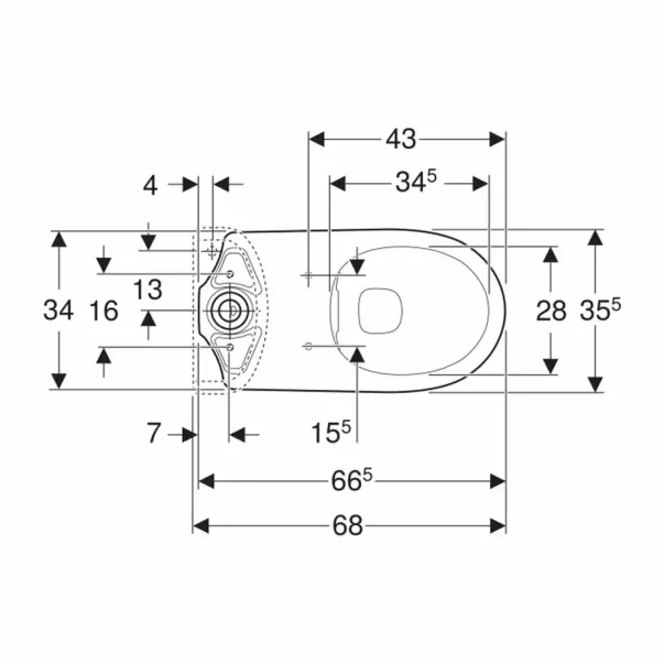 Тоалетна чиния Geberit Selnova Rimfree, лъскаво бяла picture - 3