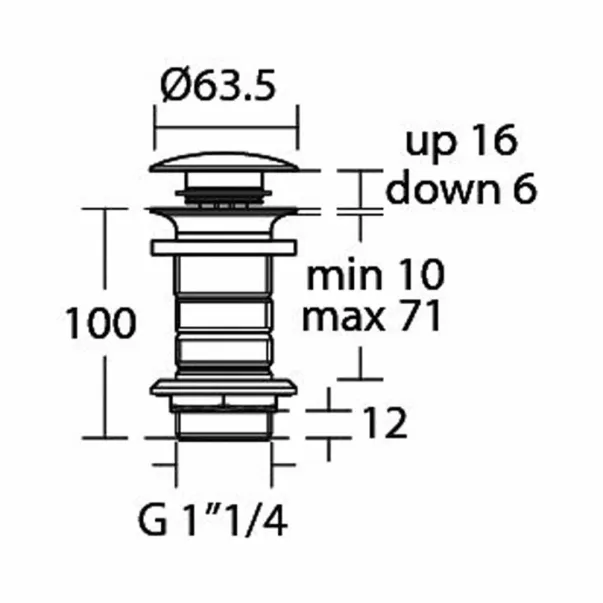 Вентил за умивалник Ideal Standard без преливник, матово черен, отваряем с натискане picture - 3