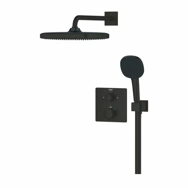 Вградена душ система Grohe Precision с квадратна душ слушалка Vitalio Comfort 250, матово черно picture - 2
