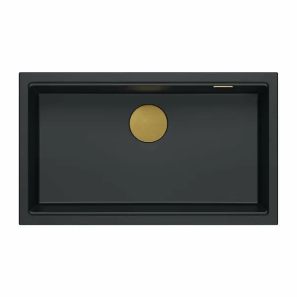 Вградена композитна мивка Quadron Logan 110, въглеродно черно - златно, 76x44 см picture - 2
