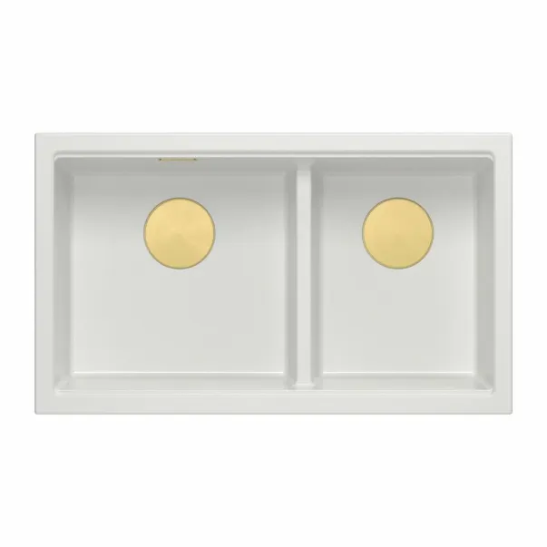 Вградена композитна мивка Quadron Logan 120, бяло-златна, 76x45 см picture - 2