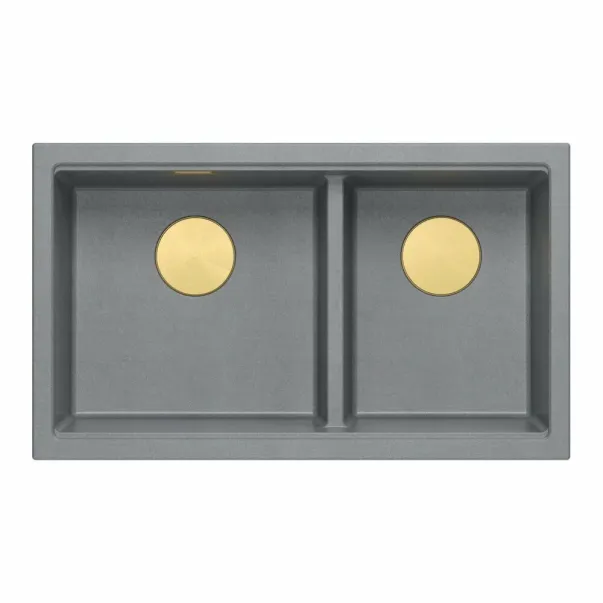 Вградена композитна мивка Quadron Logan 120, сиво-златна, 76x45 см picture - 2