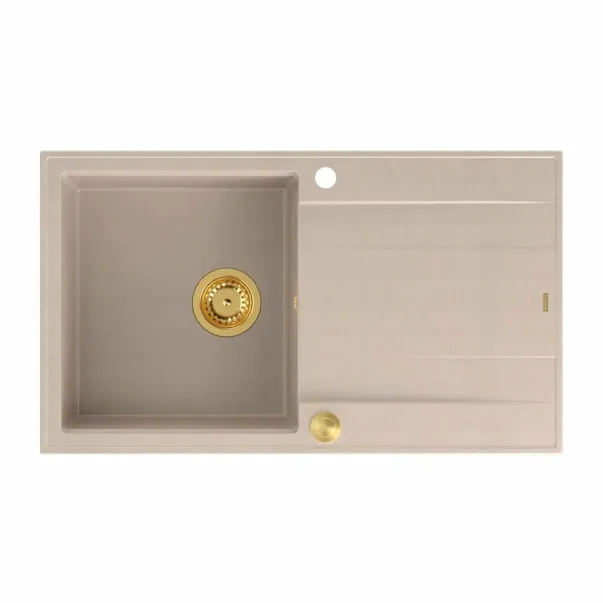 Вградена композитна мивка Quadron Unique Evan 111 бежово-златна 86x50 см picture - 2