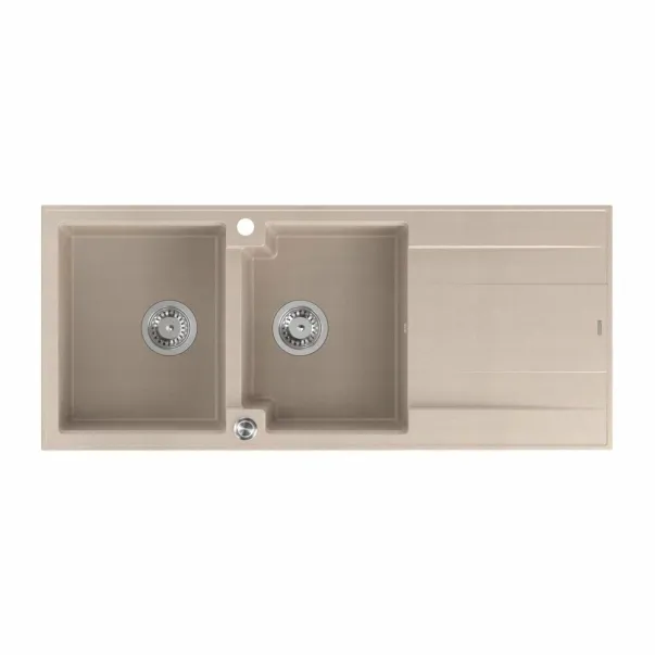 Вградена композитна мивка Quadron Unique Evan 121 бежова - неръждаема стомана 116x50 см picture - 2