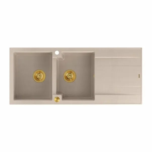 Вградена композитна мивка Quadron Unique Evan 121 бежово-златна 116x50 см picture - 2