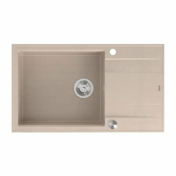Вградена композитна мивка Quadron Unique Evan 136 XL бежова - неръждаема стомана 86x50 см picture - 2