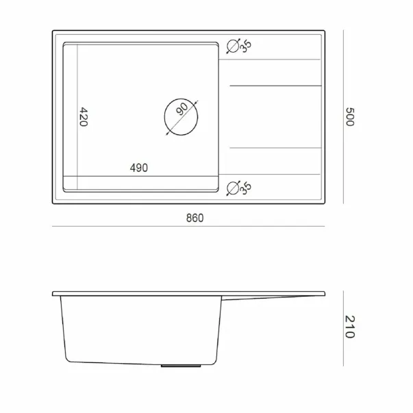 Вградена композитна мивка Quadron Unique Evan 136 XL бежова - неръждаема стомана 86x50 см picture - 3