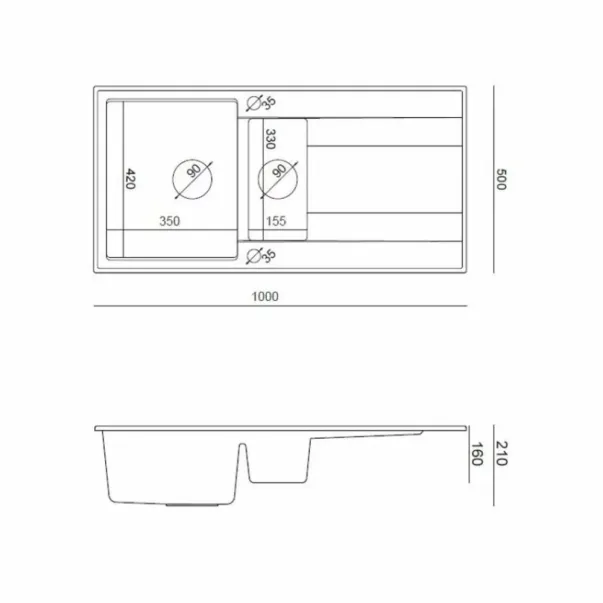 Вградена композитна мивка Quadron Unique Evan 156 бежово-златна 100x50 см picture - 3