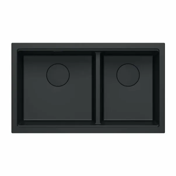 Вградена мивка Quadron Logan 120 от композит, чист въглероден черен цвят, 76x45 см picture - 2