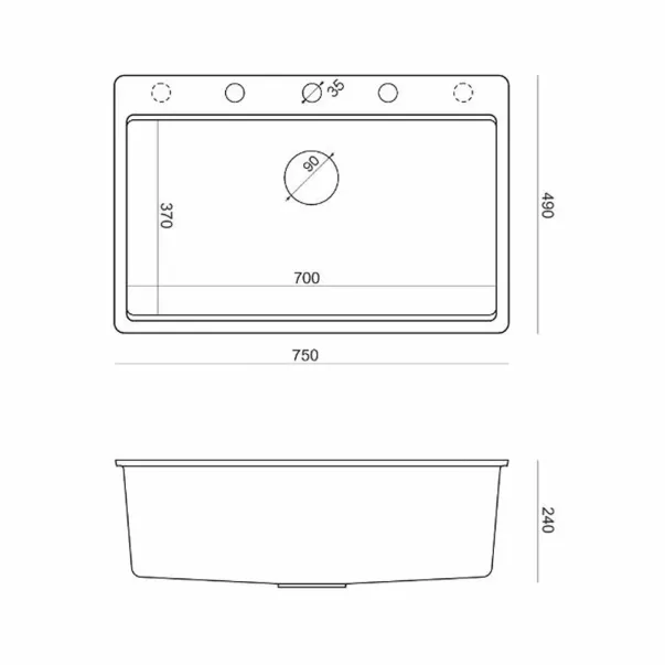 Вградена работна станция Quadron Unique Marc 110 бежова - неръждаема стомана 1 вана 75x49 см picture - 8