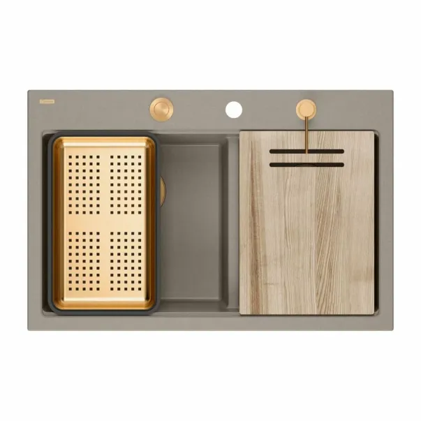 Вградена работна станция Quadron Unique Marc 120, мека, бежова, бежова - медна, 76x50 см picture - 2
