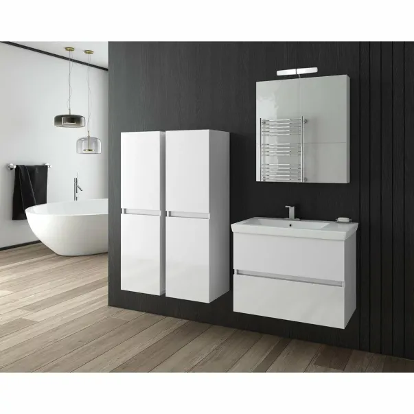 Висок шкаф за окачване с 2 врати, бял, 34 см picture - 3