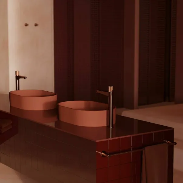 Висок смесител за мивка Omnires Contour, матирана мед picture - 2