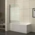 Въртящ се параван за вана Inter Ceramic 80x130 см, прозрачно стъкло с бели линии, 4 мм гланциран хромиран профил picture - 1