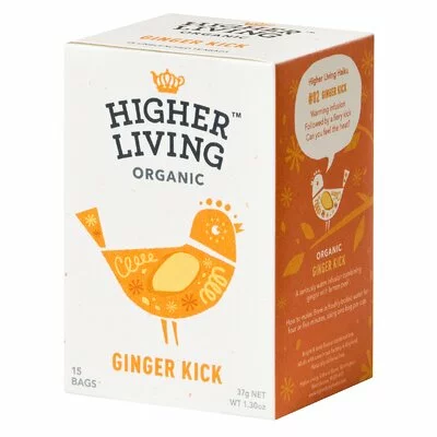Ceai GINGER KICK bio, 15 plicuri, Higher Living