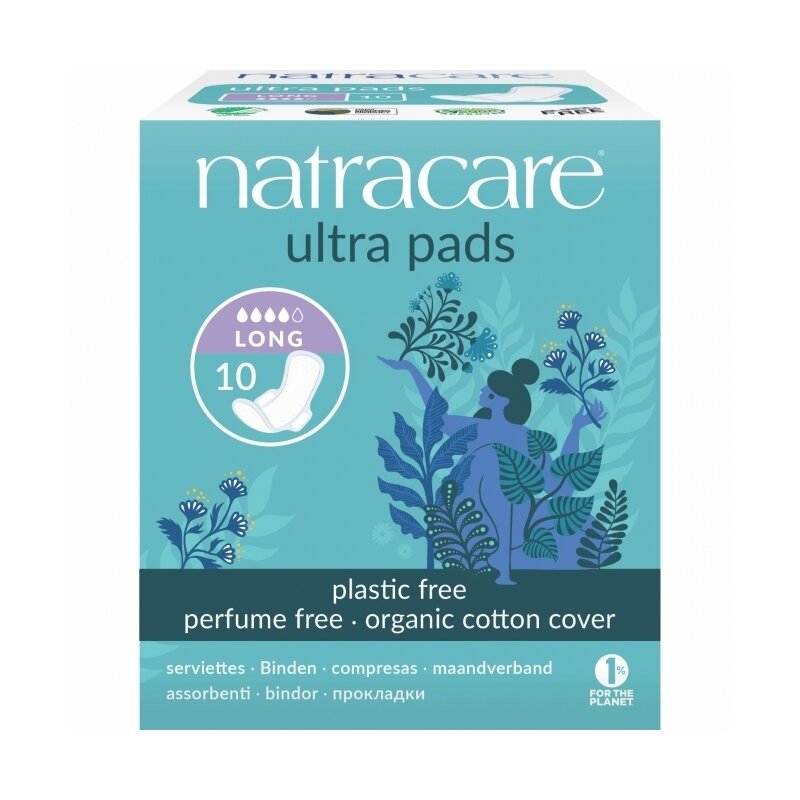 Absorbante lungi cu aripioare cu strat de bumbac organic, Natracare