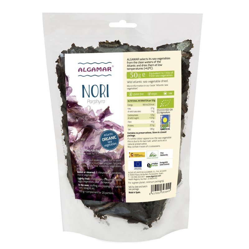 Alge Nori maruntite raw, bio, 50g