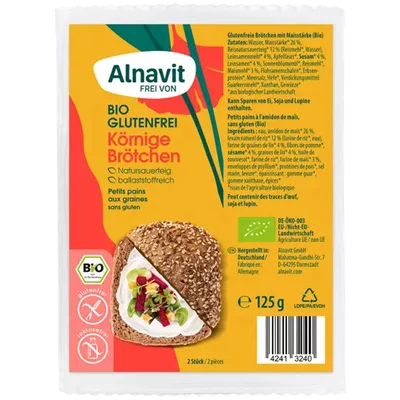Chifle cu seminte fara gluten, precoapte, bio, 125g, 2 buc. Alnavit - PRET REDUS