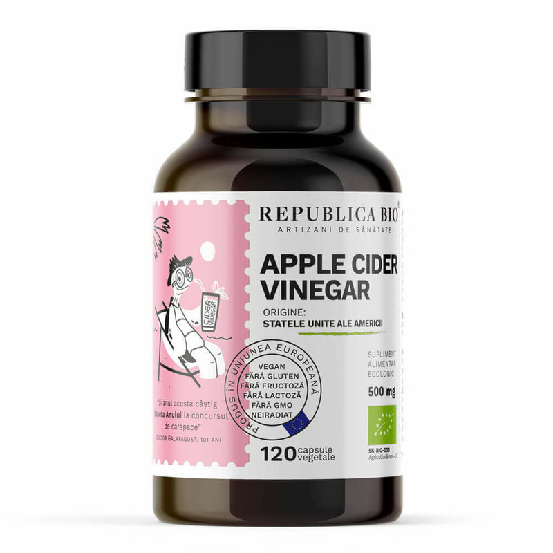 Apple cider vinegar (otet din cidru de mere), ecologic, 120 capsule, republica bio