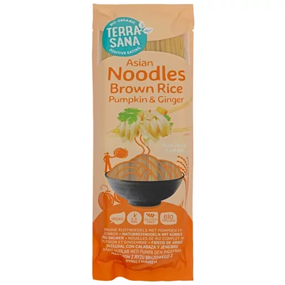 Asia noodles din orez brun, cu dovleac si ghimbir, fara gluten, bio, 250gr, Terra Sana