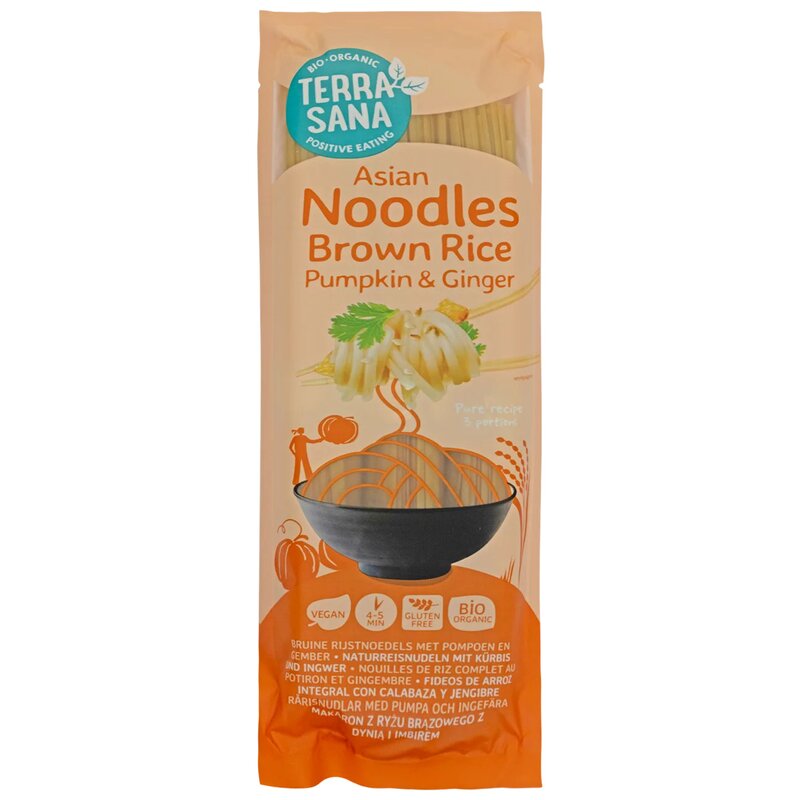 Asia noodles din orez brun, cu dovleac si ghimbir, fara gluten, bio, 250gr, Terra Sana