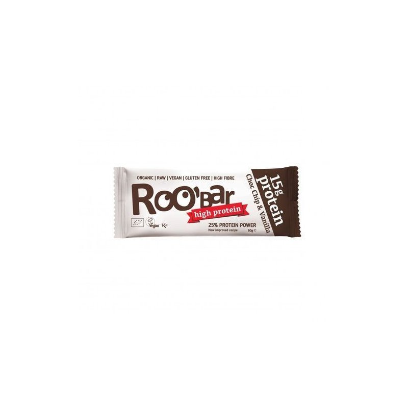 Baton proteic cu ciocolata si vanilie raw bio 60g Roobar