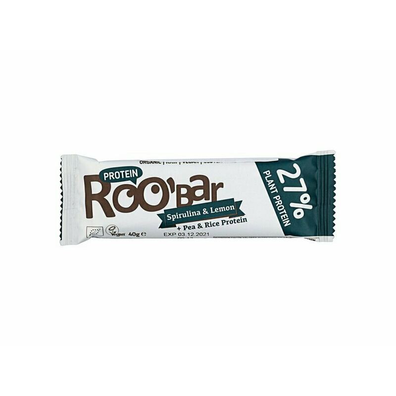 Baton proteic spirulina lamaie raw bio 40g Roobar