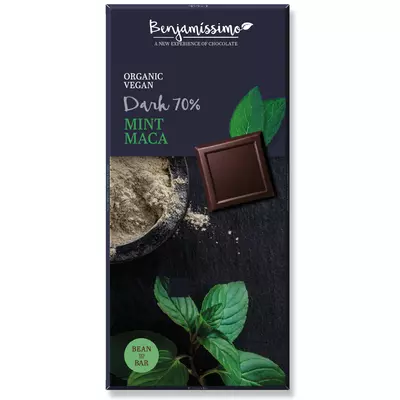 Ciocolata cu menta si maca bio, 70g, Benjamissimo - PRET REDUS