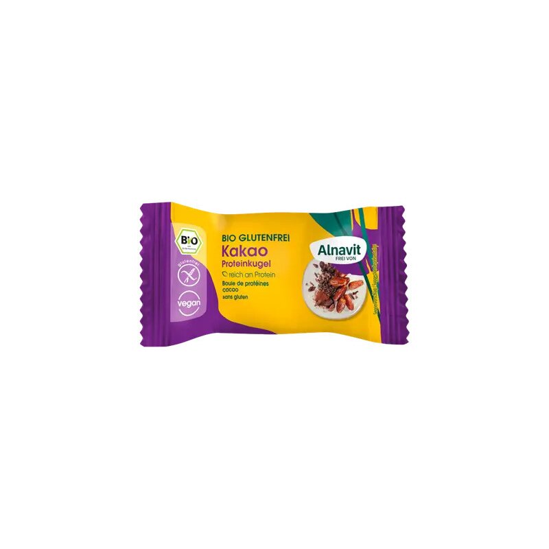 Biluta proteica cu cacao fara gluten, bio, 24g alnavit